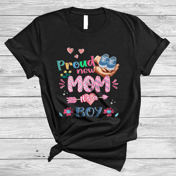 MacnyStore - Proud New Mom It's A Boy, Adorable Pregnancy Mother's Day Baby Gender Reveal, Family Group T-Shirt