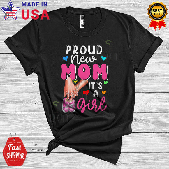MacnyStore - Proud New Mom It's A Girl Cute Cool Pregnancy Mother's Day Baby Gender Reveal Family T-Shirt