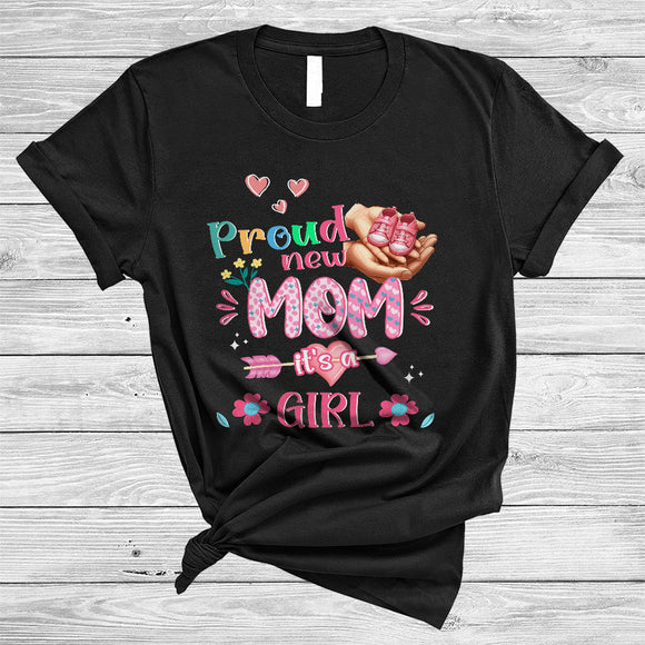 MacnyStore - Proud New Mom It's A Girl, Adorable Pregnancy Mother's Day Baby Gender Reveal, Family Group T-Shirt