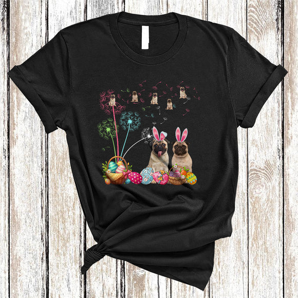 MacnyStore - Pug Bunny Dandelion Flower, Awesome Easter Day Pug Animal Lover, Egg Hunt Group T-Shirt