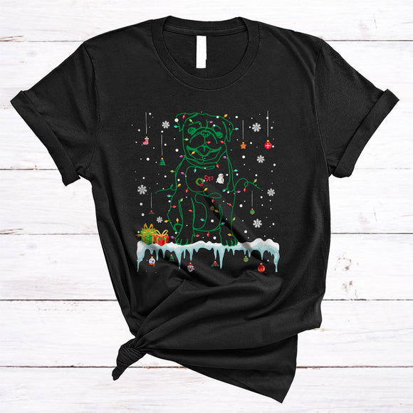 MacnyStore - Pug Christmas Lights Shape, Lovely X-mas Tree Snow Around, Matching Family Group T-Shirt