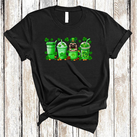 MacnyStore - Pug In Coffee Mug, Happy St. Patrick's Day Coffee Lover, Irish Family Lucky Shamrocks T-Shirt