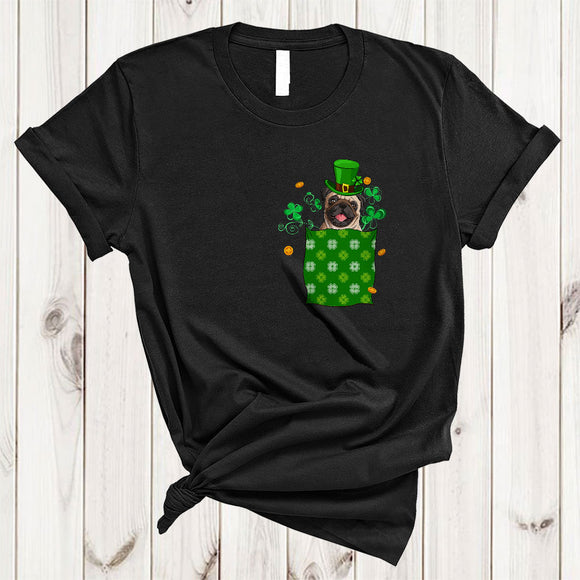 MacnyStore - Pug Leprechaun In Pocket, Lovely St. Patrick's Day Shamrock, Irish Family Group T-Shirt