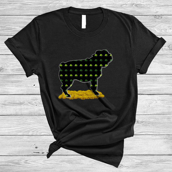 MacnyStore - Pug St. Patrick's Day Symbol Shape, Joyful St. Patrick's Day Shamrock, Matching Pug Dog Lover T-Shirt