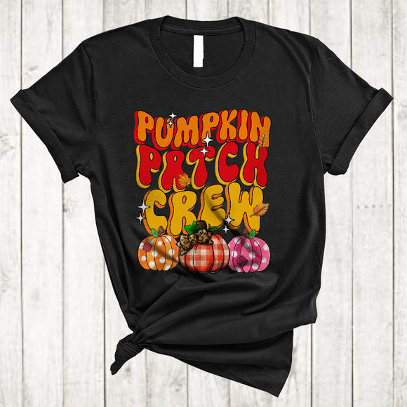 MacnyStore - Pumpkin Patch Crew, Colorful Thanksgiving Plaid Pumpkin, Matching Fall Family Group T-Shirt