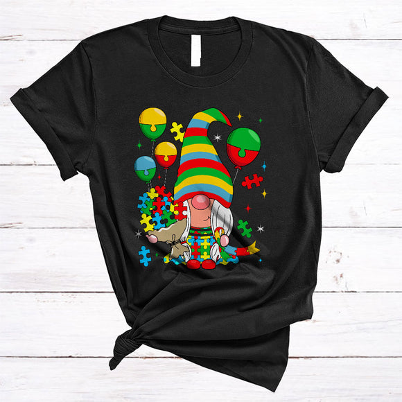 MacnyStore - Puzzle Gnome, Lovely Autism Awareness Puzzle Balloon Bouquet Gnome, Family Group T-Shirt