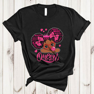 MacnyStore - Queen, Adorable Black History Month African American Girl Bubble, Pride Afro Family Group T-Shirt