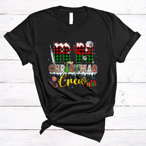 MacnyStore - RN Christmas Crew, Cool Plaid Registered Nurse RN Techs, Matching Nurse Christmas Group T-Shirt