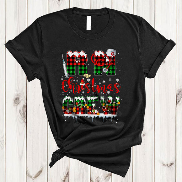 MacnyStore - RN Christmas Crew, Wonderful Plaid X-mas Snow Around, Matching RN Nurse Nursing Lover T-Shirt