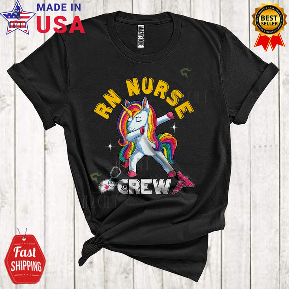 MacnyStore - RN Nurse Crew Cool Funny Dabbing Unicorn Matching Group Cute Unicorn Lover T-Shirt