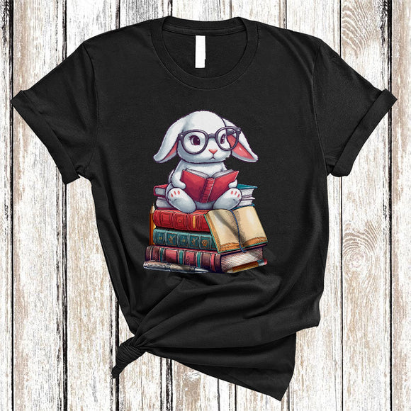 MacnyStore - Rabbit Reading Book, Adorable Animal Lover, Book Nerd Readers Reading Librarian Group T-Shirt