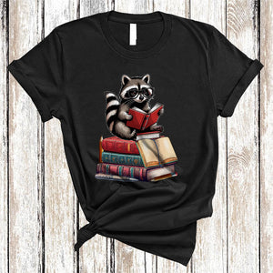 MacnyStore - Raccoon Reading Book, Adorable Animal Lover, Book Nerd Readers Reading Librarian Group T-Shirt