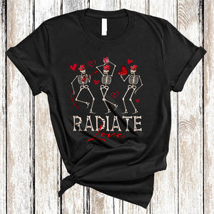 MacnyStore - Radiate Love, Humorous Valentine's Day Dancing Skeleton Hearts, X-Ray Tech Radiology Group T-Shirt