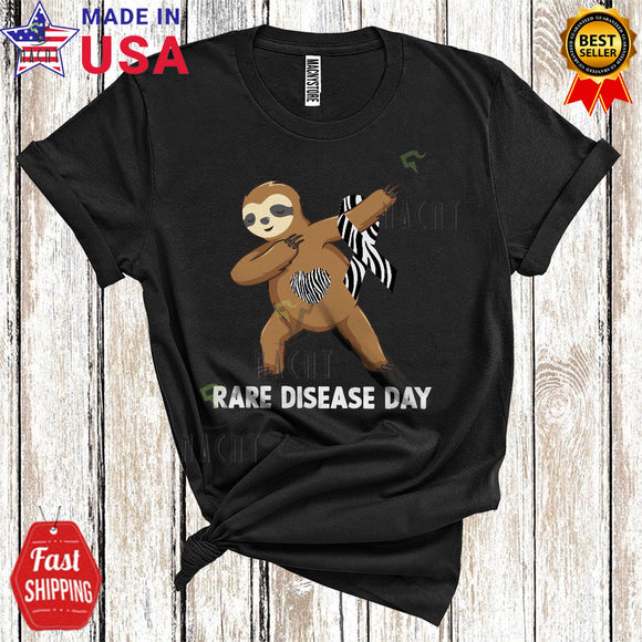 MacnyStore - Rare Disease Day Funny Cute Rare Disease Awareness Zebra Ribbon Dabbing Sloth Animal Lover T-Shirt