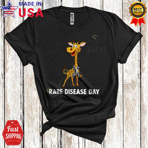 MacnyStore - Rare Disease Day Funny Cute Rare Disease Awareness Zebra Ribbon Giraffe Animal Lover T-Shirt