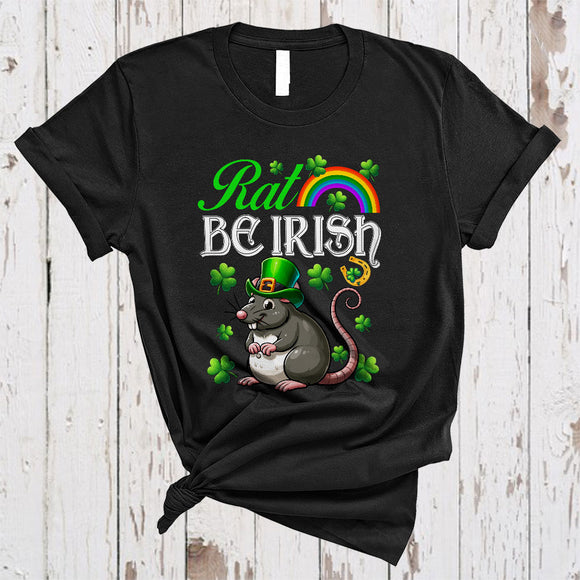 MacnyStore - Rat Be Irish, Humorous St. Patrick's Day Rat Lover, Shamrock Rainbow Matching Irish Family Group T-Shirt