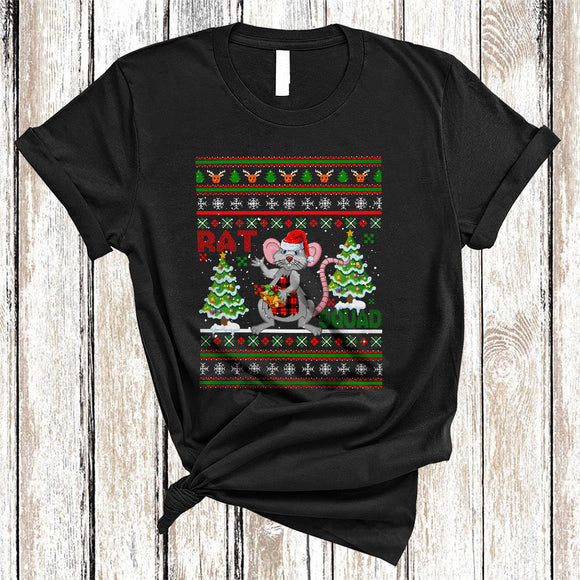 MacnyStore - n2f4sKQ/s1Rat Squad, Colorful Cute Christmas Group Sweater Rat, X-mas Santa Rat Animal Lover T-Shirt