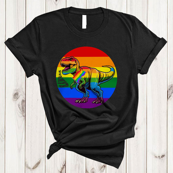 MacnyStore - Rawrrr, Wonderful LGBTQ Pride LGBT T-Rex Rainbow, Gay Flag T-Rex Dinosaur Lover T-Shirt