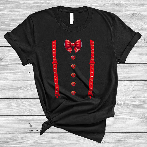 MacnyStore - Red Heart Bow Tie Costume For Girls Women, Wonderful Valentine's Day Hearts, Matching Couple T-Shirt