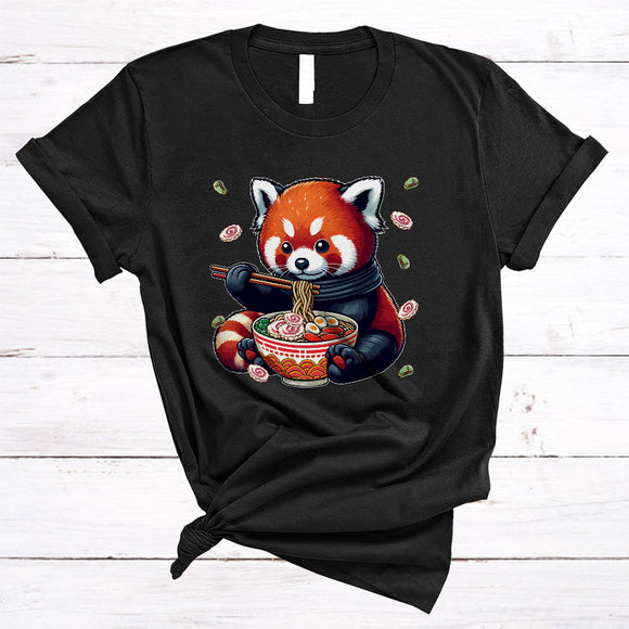 MacnyStore - Red Panda Eating Ramen, Adorable Japanese Ramen Noodle, Matching Food Animal Lover T-Shirt