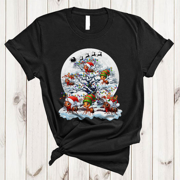 MacnyStore - Reindeer Santa ELF Ant On Christmas Tree, Lovely Cool X-mas Ant, X-mas Insect Lover T-Shirt