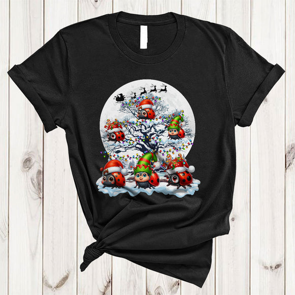 MacnyStore - Reindeer Santa ELF Ladybug On Christmas Tree, Lovely Cool X-mas Ladybug, X-mas Insect Lover T-Shirt