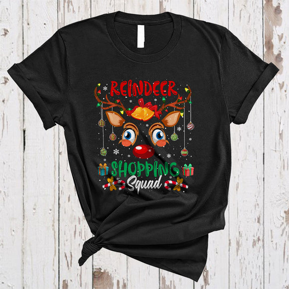 MacnyStore - Reindeer Shopping Squad, Lovely Christmas Reindeer Face, Matching Shopping X-mas Group T-Shirt