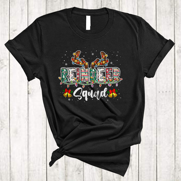 MacnyStore - Reindeer Squad, Joyful Christmas Lights Reindeer Lover, Family Matching X-mas Group T-Shirt