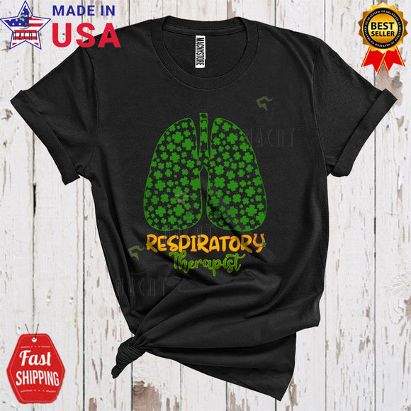 MacnyStore - Respiratory Therapist Cute Cool St. Patrick's Day Shamrocks Lungs Matching Respiratory Therapist Group T-Shirt