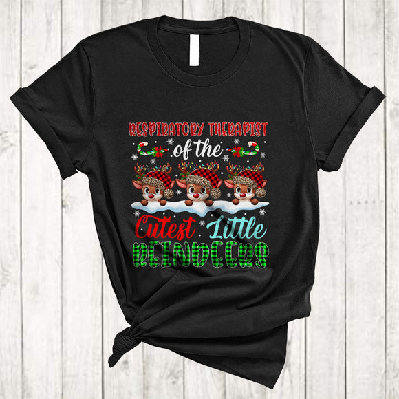 MacnyStore - Respiratory Therapist Of The Cutest Little Reindeers, Lovely Plaid Christmas Three Reindeers, X-mas Group T-Shirt