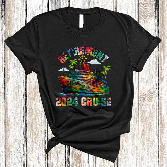 MacnyStore - Retirement Cruise 2024, Colorful Summer Vacation Matching Family Group, Cruise Ship Lover T-Shirt