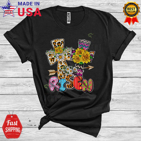 MacnyStore - Risen Cute Cool Leopard Floral Christian Cross Sunflowers Matching Christian Family Lover T-Shirt
