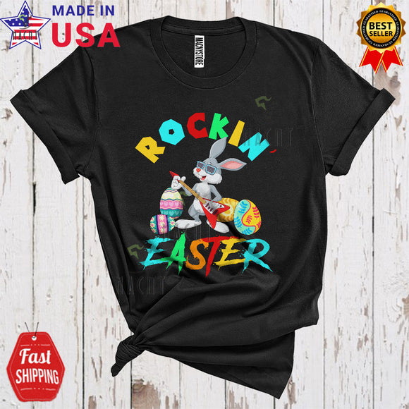 MacnyStore - Rockin' Easter Funny Cute Easter Day Music Bunny Playing Guitar Guitarist Lover T-Shirt