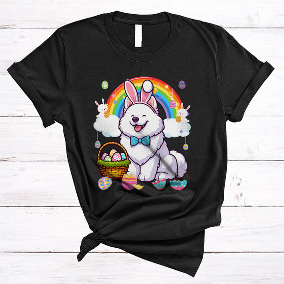 MacnyStore - Samoyed In Easter Bunny Cosplay, Amazing Easter Day Hunting Eggs Rainbow, Family Group T-Shirt