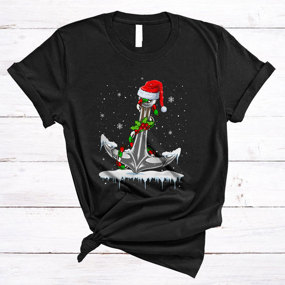 MacnyStore - Santa Anchor Snow Around, Joyful Merry Christmas Lights Anchor Cruise Ship, X-mas Family Group T-Shirt