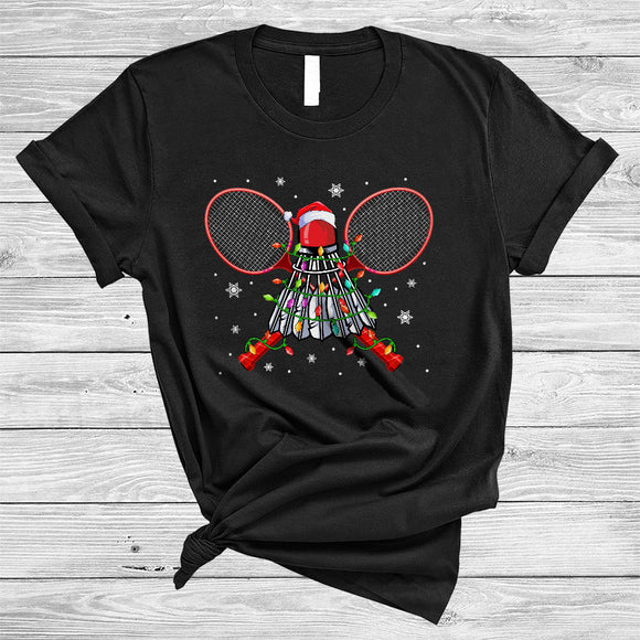 MacnyStore - Santa Badminton Equipment, Awesome Christmas Badminton Player Team, Matching X-mas Sport Lover T-Shirt
