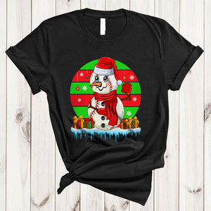 MacnyStore - Santa Baseball Snowman Cute Retro Christmas Snow Matching Sport Team Baseball Player Lover T-Shirt