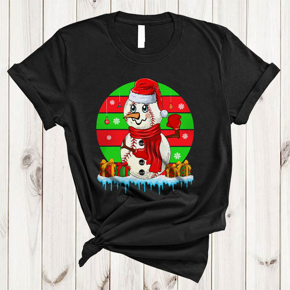 MacnyStore - Santa Baseball Snowman Cute Retro Christmas Snow Matching Sport Team Baseball Player Lover T-Shirt