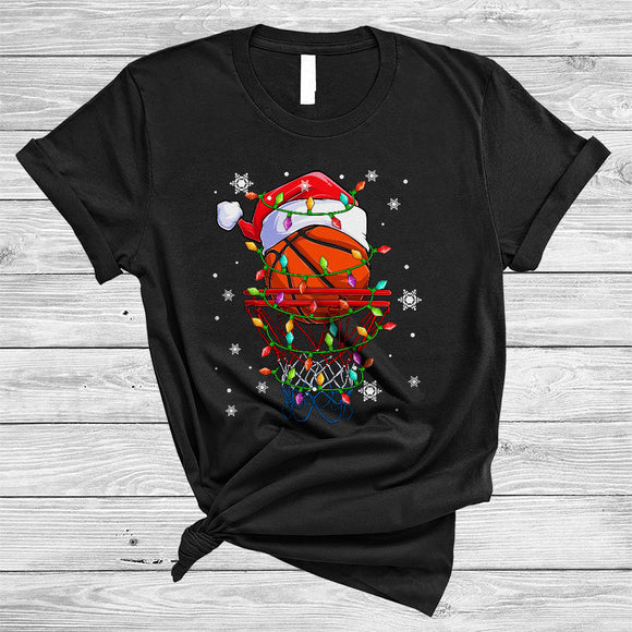 MacnyStore - Santa Basketball Equipment, Awesome Christmas Basketball Player Team, Matching X-mas Sport Lover T-Shirt