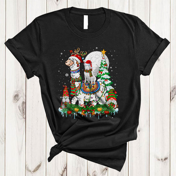 MacnyStore - Santa Bull Terrier Riding Reindeer Llama, Wonderful Christmas Lights Gnomes, X-mas Tree Snow T-Shirt