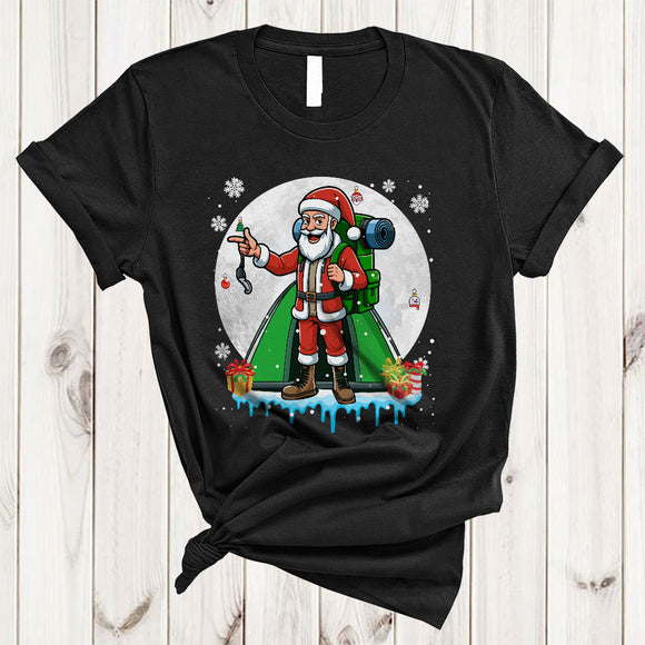 MacnyStore - Santa Camping, Awesome Christmas Santa Snow Around, Matching X-mas Family Camper Group T-Shirt