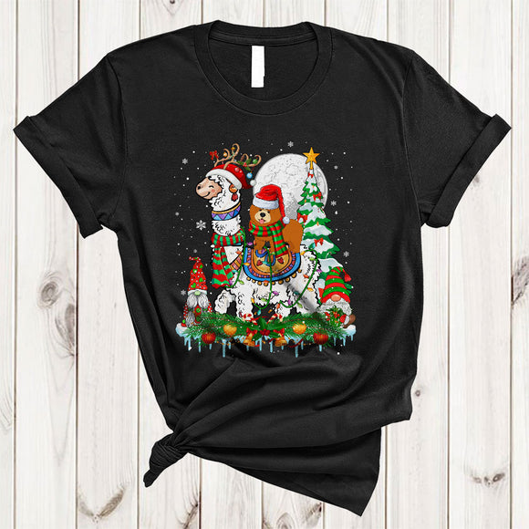 MacnyStore - Santa Chow Chow Riding Reindeer Llama, Wonderful Christmas Lights Gnomes, X-mas Tree Snow T-Shirt