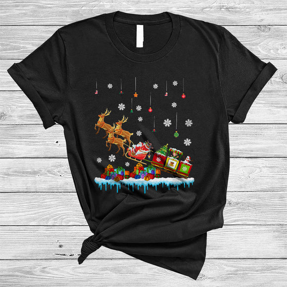MacnyStore - Santa Claus Sleigh With Reindeer, Lovely Joyful Christmas Santa Sleigh, X-mas Pajama Family T-Shirt