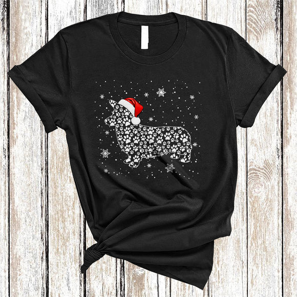 MacnyStore - Santa Corgi Paws Christmas Shape, Wonderful X-mas Santa Corgi, Matching Animal Lover T-Shirt