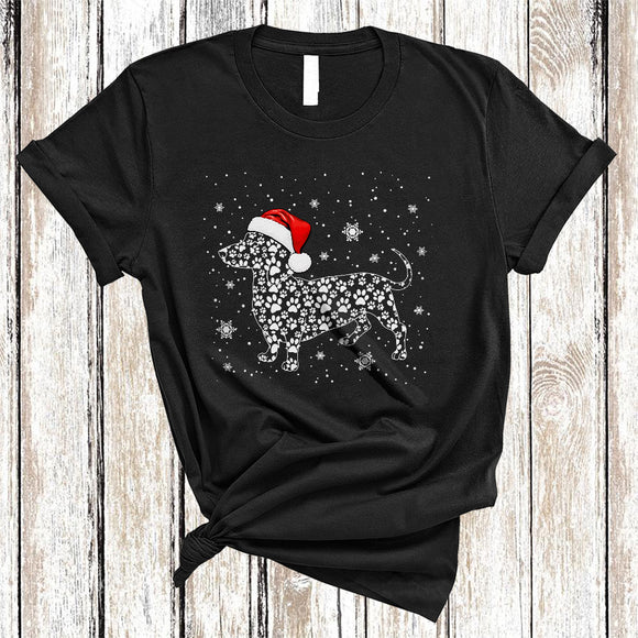 MacnyStore - Santa Dachshund Paws Christmas Shape, Wonderful X-mas Santa Dachshund, Matching Animal Lover T-Shirt