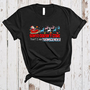 MacnyStore - Santa Doesn't Care That I Am Transgender, Fantastic Christmas LGBTQ Pride, Santa Sleigh X-mas T-Shirt