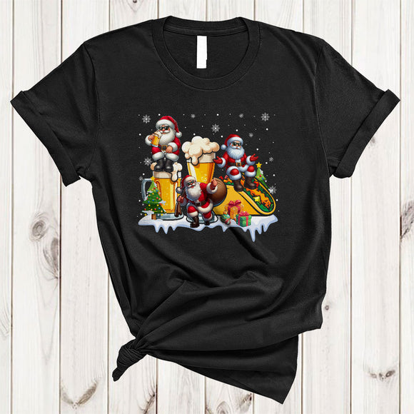 MacnyStore - Santa Drinking Beer And Eating Taco, Humorous Merry Christmas Santa Beer, Drinking X-mas T-Shirt