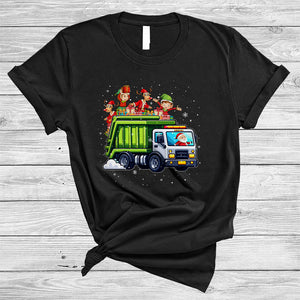 MacnyStore - Santa Driving Garbage Truck, Awesome Christmas Reindeer ELF On Garbage Truck, X-mas Group T-Shirt