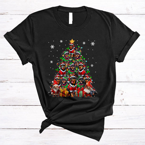 MacnyStore - Santa ELF Australian Kelpie Christmas Tree, Awesome X-mas Lights Gnomes, Snow Animal Lover T-Shirt