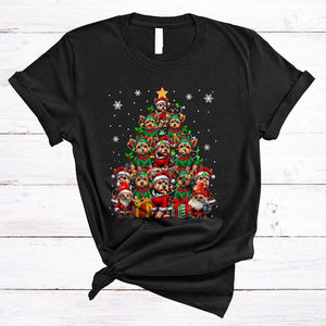 MacnyStore - Santa ELF Australian Terrier Christmas Tree, Awesome X-mas Lights Gnomes, Snow Animal Lover T-Shirt